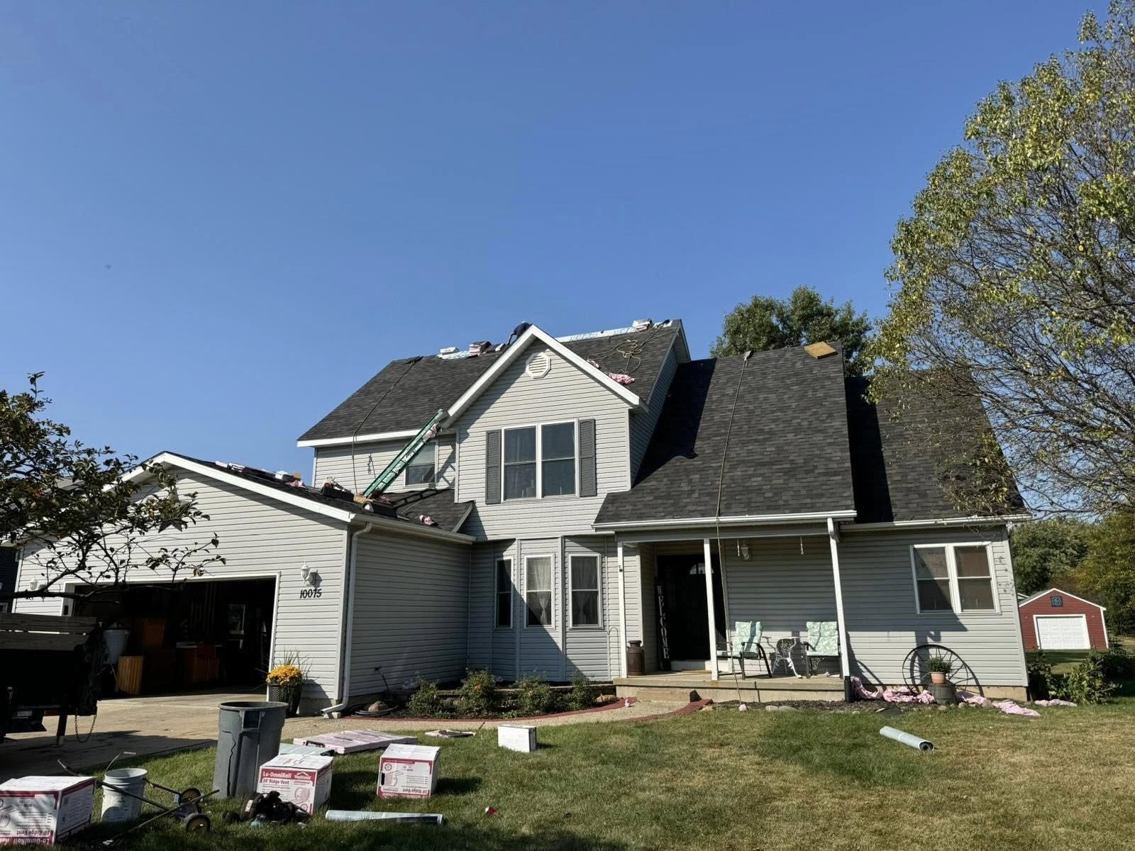 image of a roof being replaced on a house near Moline, IL